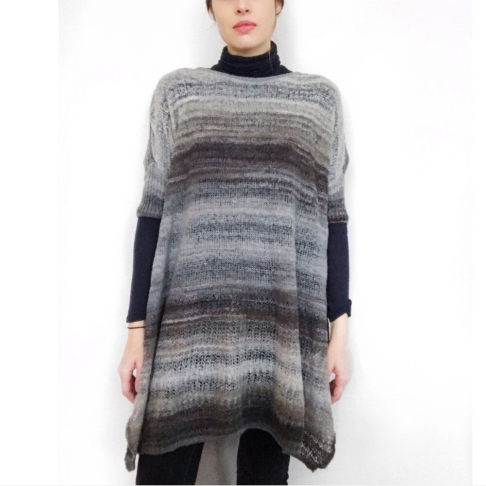 Benetton Ombré Knit Tunic Top Size S Southwestern Cozy Soft Knit Casual